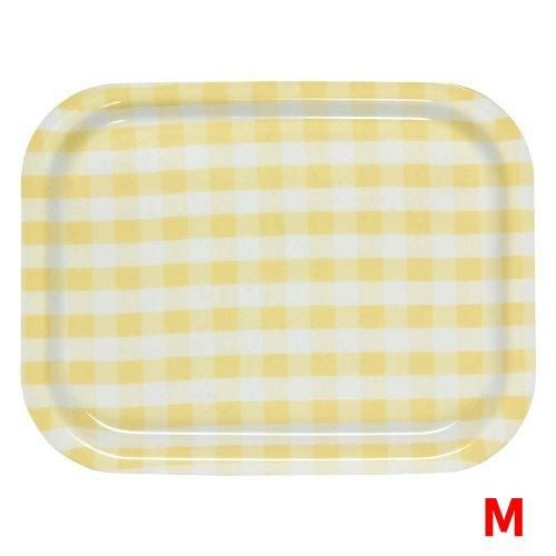 Rトレイ ミルキーチェック（M）イエロー（ノンスリップ加工）