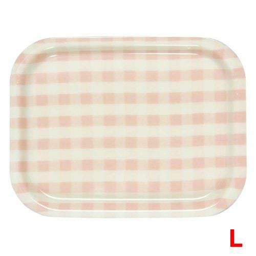 トレー Rトレー ミルキーチェック(L)ピンク(ノンスリップ加工)