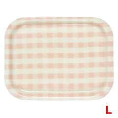 トレー 【Rトレー ミルキーチェック(L)ピンク(ノンスリップ加工)】 幅420 奥行315 高さ20 【グループA】