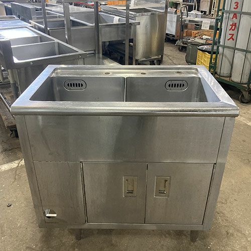AP2-900H【東製作所】二槽キャビネットシンク 幅900×奥行600×高さ800