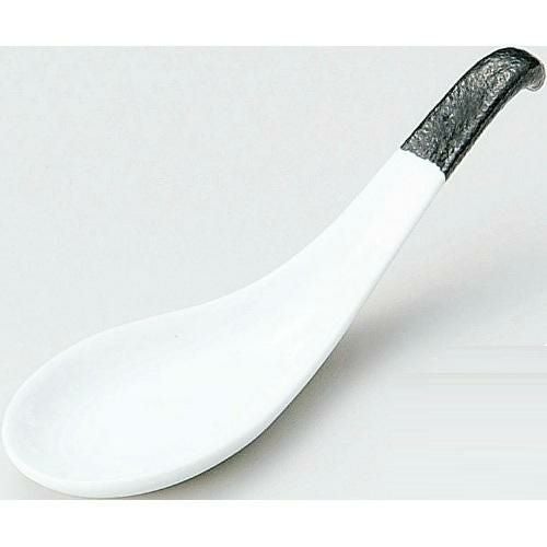 カラースプーン&レンゲ むし碗レンゲ 黒耀 黒【まとめ買い商品】