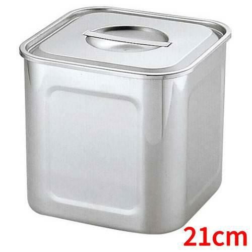 UK 18－8 HACCP 深型角キッチンポット(目盛付) 21cm