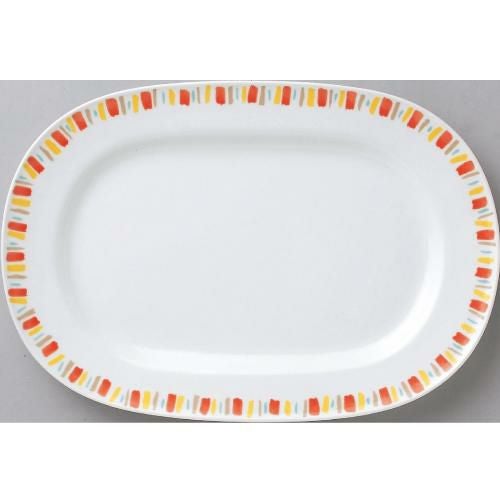 ダイヤセラム(強化) オレンジ十草 14吋 プラター【まとめ買い商品】