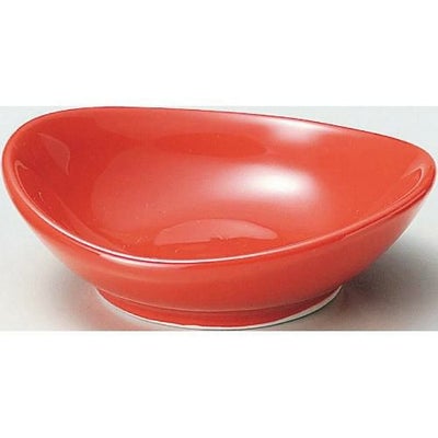 珍味&小付セレクション オーバル波小皿(大) 赤 赤【まとめ買い商品】