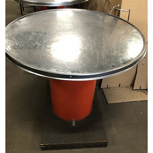 中古】ドラム缶テーブル 架台付き 幅900×奥行900×高さ900 【送料別途