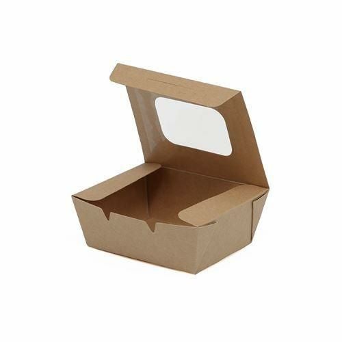 【1枚/約55円】ケーピープラテック 食品容器 KMフードパック 小 窓付 クラフト 50枚