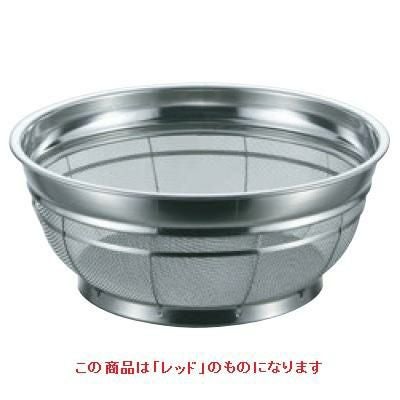 BK 18-8 カラーバー付 F型ザル 普通目 33cm レッド レッド