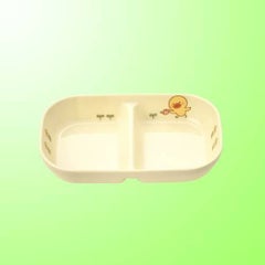 子供食器 角二ツ仕切皿 小 ひよこぐみ