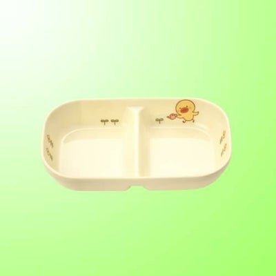 子供食器 角二ツ仕切皿 小 ひよこぐみ