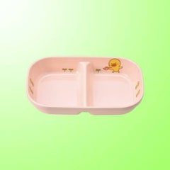 子供食器 角二ツ仕切皿 小 ひよこぐみピンク