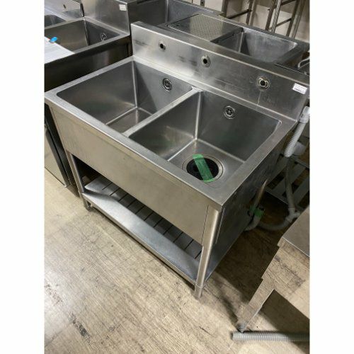 中古】二槽シンク ステンレス 幅1050×奥行600×高さ800 【送料別途見積
