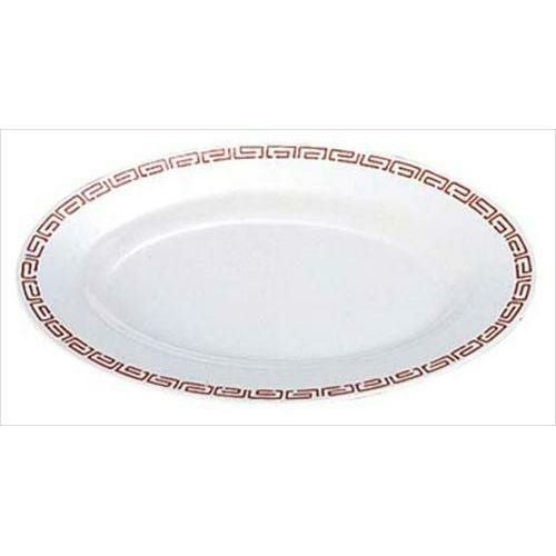 メラミン中華食器 瑞祥 小判皿 10インチ CA-23 外赤内白