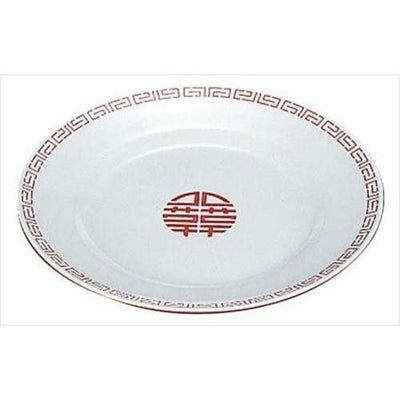 メラミン中華食器 瑞祥 平皿 9インチ CA-21 外赤内白