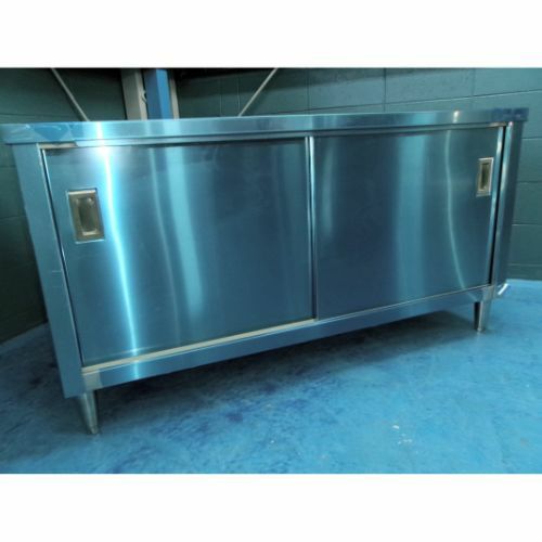 中古】両面引戸キャビネット調理台 特注品 幅1500×奥行1100×高さ800