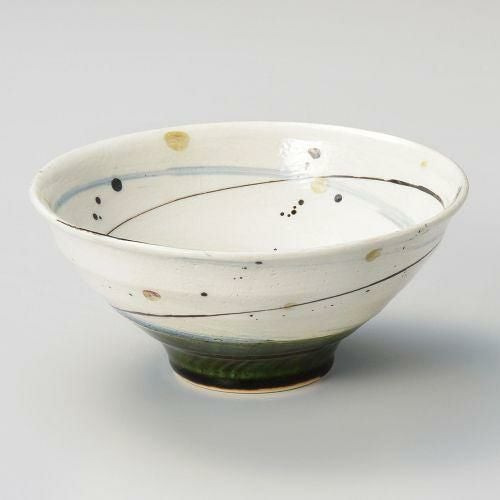 織部粉引乱線リム麺丼(中) φ18.8×8.3cm 310-119