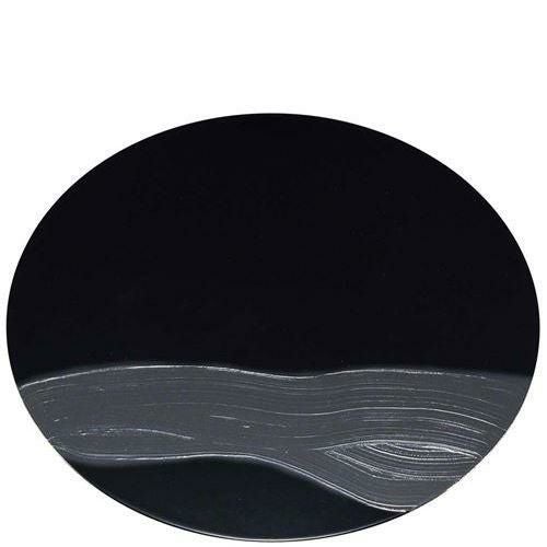 漆黒刷毛目 黒 丸トレー 黒漆流水 φ300×12mm