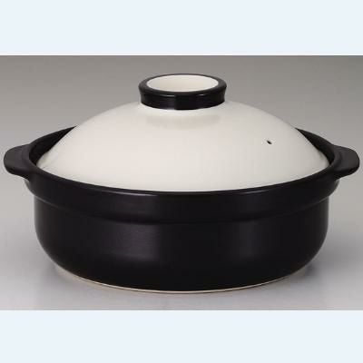 宴 ホワイト/ブラック 10号鍋 土鍋