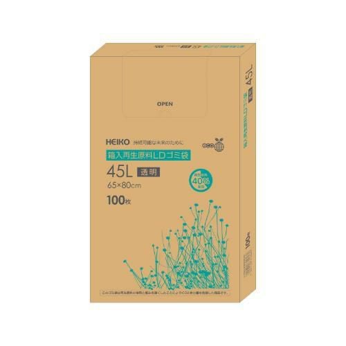 HEIKO 箱入再生原料LDゴミ袋 45L 透明 100枚